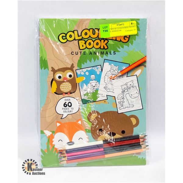 NEW SET OF 2 COLOURING BOOKS, CUTE ANIMALS &