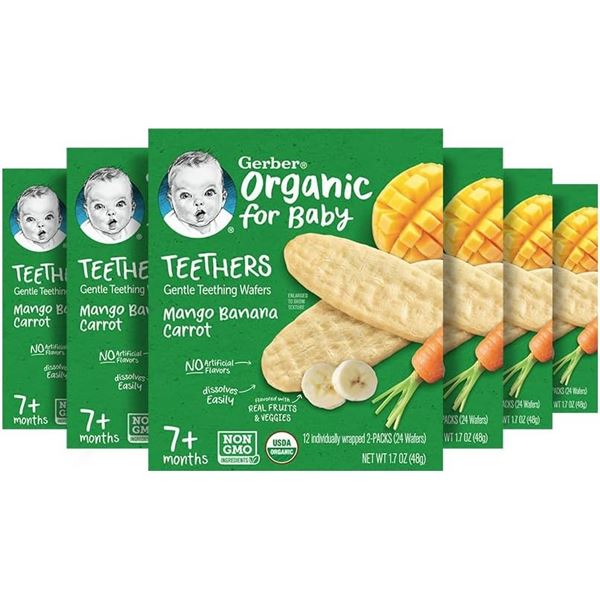 NEW CASE WITH 6 PACKS OF GERBER ORGANIC RICE RUSKS