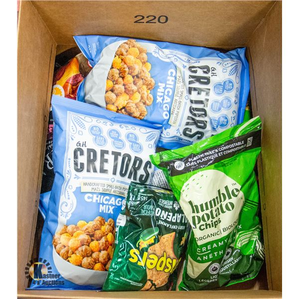 LARGE MIXED BOX OF VARIOUS CHIPS AND SNACKS