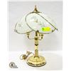 Image 1 : DECORATIVE BRASS/GLASS MUSHROOM TABLE LAMP