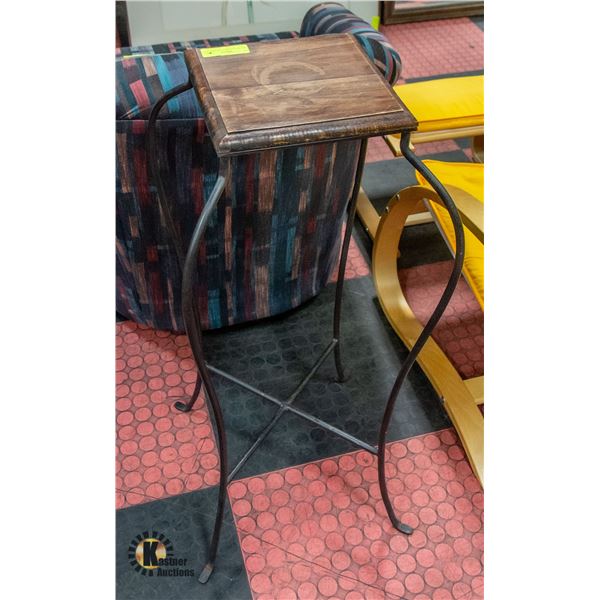 DECORATIVE METAL/WOOD PLANT STAND- 34" TALL