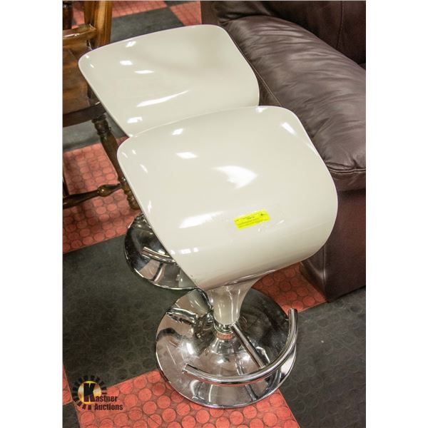 PAIR OF MODERN ADJUSTABLE BAR STOOLS