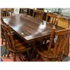 Image 2 : OAK DINING TABLE W/ 6 CHAIRS & 2 LEAVES- EXTENDED