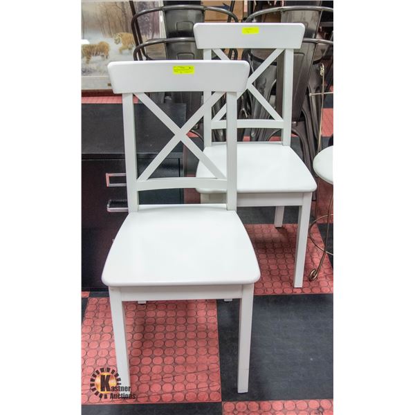 PAIR OF WHITE IKEA INGOLF DINING CHAIRS