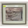 Image 1 : FRAMED WINTER SCENE PRINT “COUNTRY VILLAGE” BY