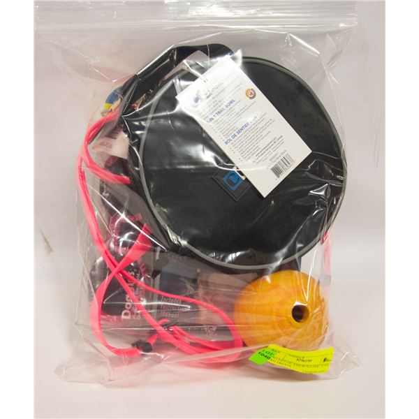 BAG LOT OF ASSORTED DOG TOYS AND TREATS