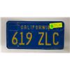 Image 1 : VINTAGE BLUE CALIFORNIA LICENSE PLATE