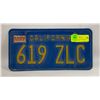 Image 1 : VINTAGE BLUE CALIFORNIA LICENSE PLATE