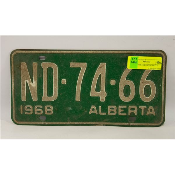 1968 ALBERTA LICENSE PLATE