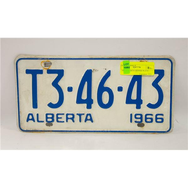 1966 ALBERTA LICENSE PLATE