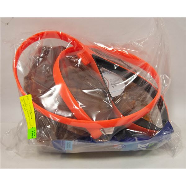 BAG LOT OF ASSORTED DOG TOYS AND TREATS