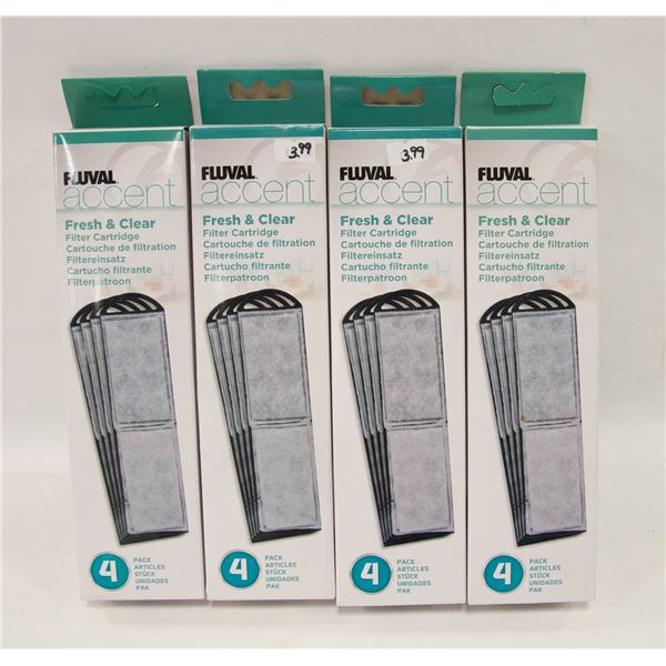 PACK OF 4 FLUVAL ACCENT FRESH AND CLEAR FILTER