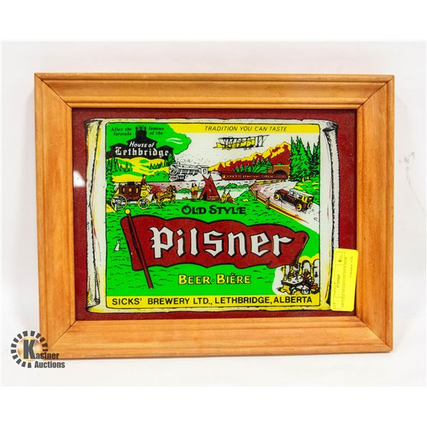 VINTAGE FRAMED PILSNER BEER