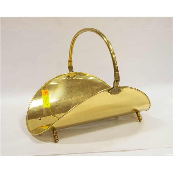 VINTAGE BRASS FIREWOOD HOLDER