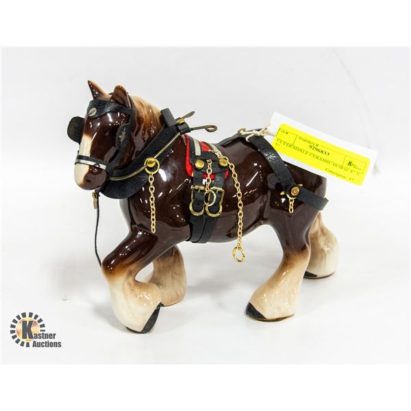 CLYDESDALE CERAMIC HORSE 8" X 7"