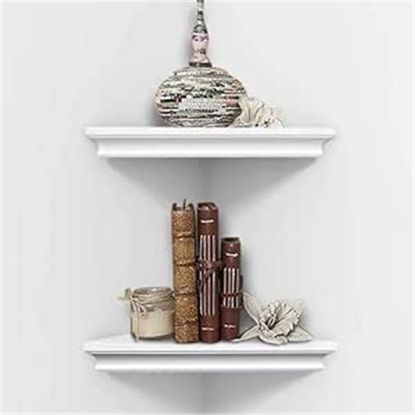 2 FLOATING CORNER SHELVES WITH HARDWARE