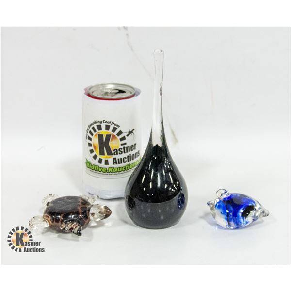 ART GLASS SEA TURTLE BROWN, ART GLASS BLUE FISH
