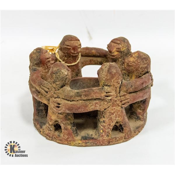 VINTAGE MEXICAN CLAY CIRCLE OF FRIENDS CANDLE
