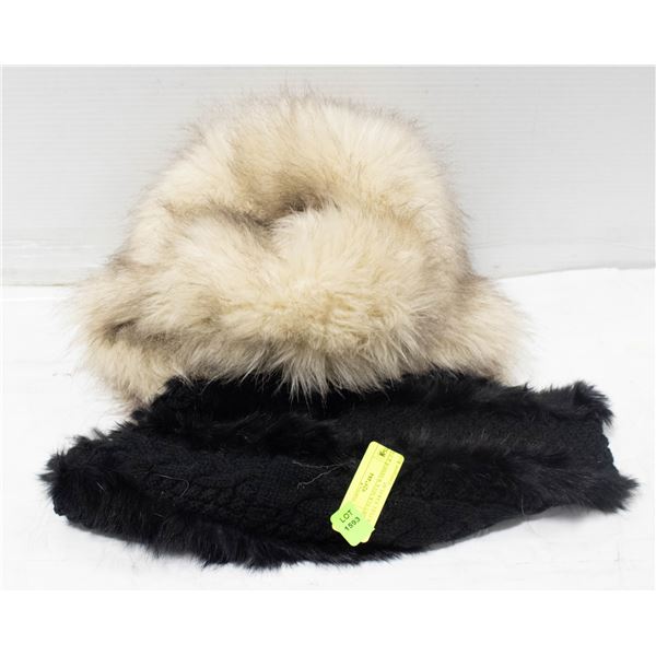 RABBIT FUR NECK WARMER & FAUX FUR FULL EAR FLAP