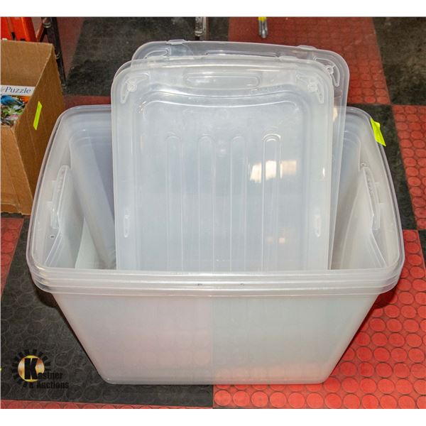LOT OF 3 CLEAR STORAGE TOTES