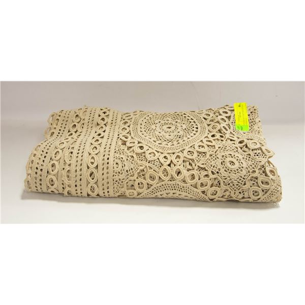 VINTAGE 6FT X 8FT CROCHETED HANDMADE
