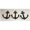 Image 1 : 3 CAST IRON ANCHOR COAT/HAT WALL HOOKS-ESTATE