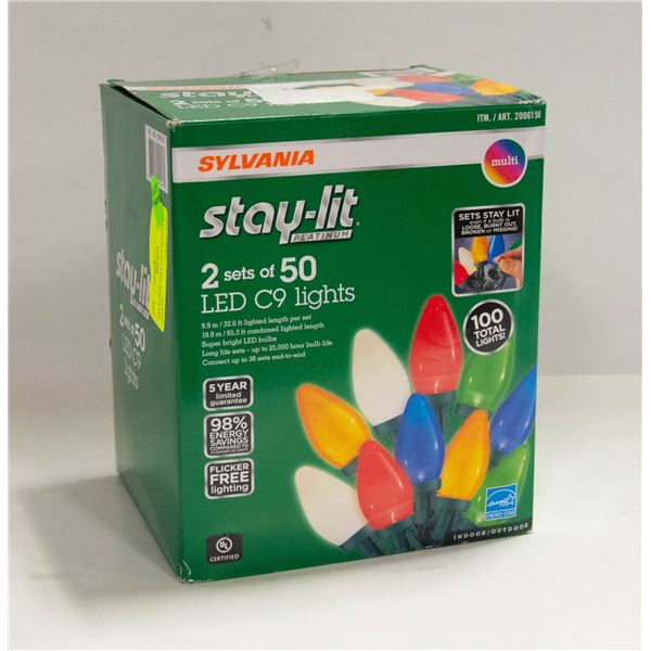SYLVANIA STAY-LIT 2 SETS OF 50 C9 LIGHTS