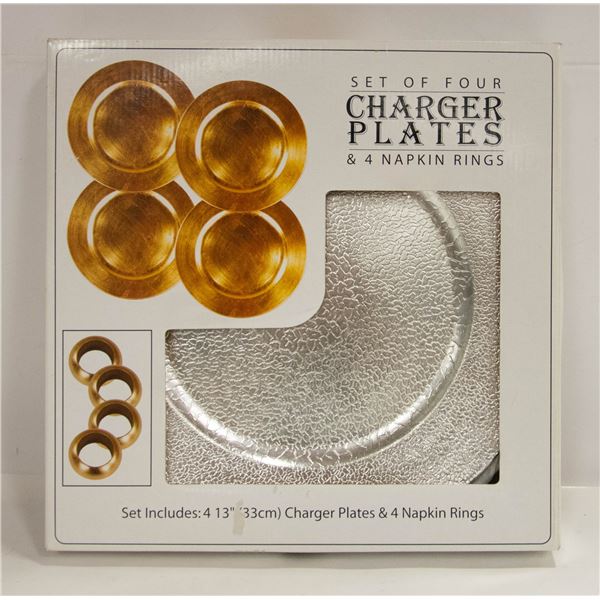 NEW 4 PLATE/NAPKIN CHARGER PLATES