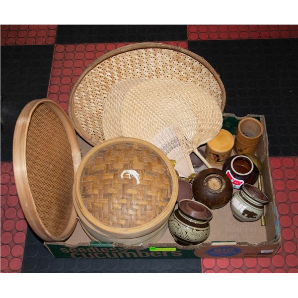 15 PCS ASIAN DECOR ITEMS & BAMBOO STEAMER
