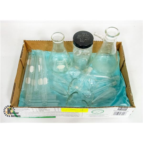 LOT OF VINTAGE LABORATORY GLASS,