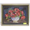 Image 1 : VINTAGE FRAMED "POPPY" CROSS STITCH- 22" X 17"