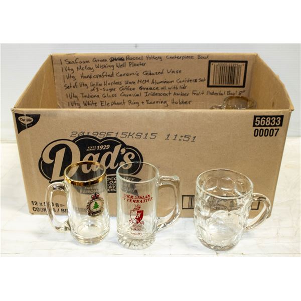 FLAT OF ASSORTED ADVERTISING BEER MUGS