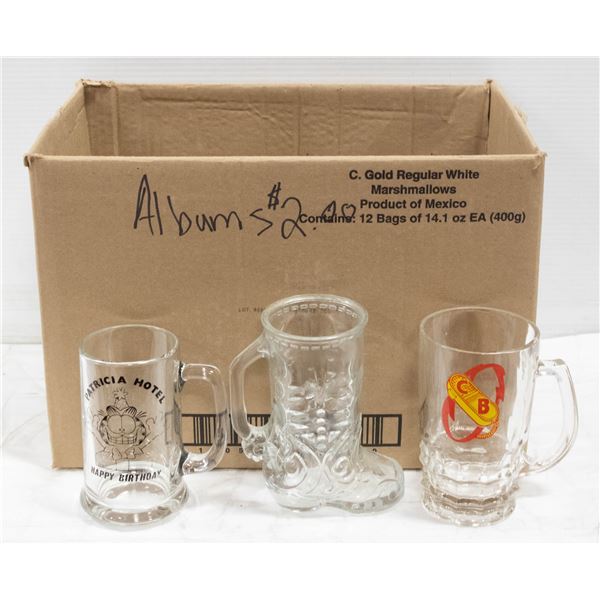 FLAT OF ASSORTED ADVERTISING BEER MUGS