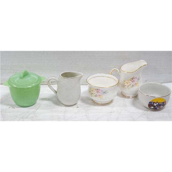 FLAT OF VINTAGE CREAM AND SUGAR DISHES