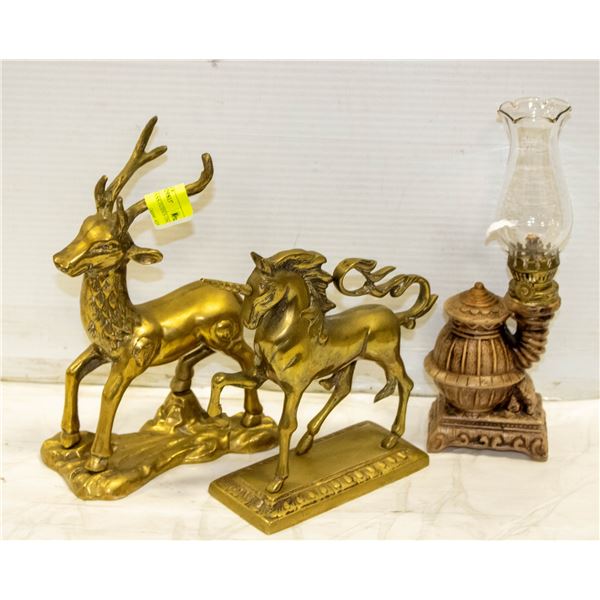 2 VINTAGE BRASS FIGURINES ON BASES + VINTAGE