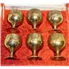 Image 1 : 6 COMMUNION BRASS MINI GOBLETS IN RED VELVET CASE