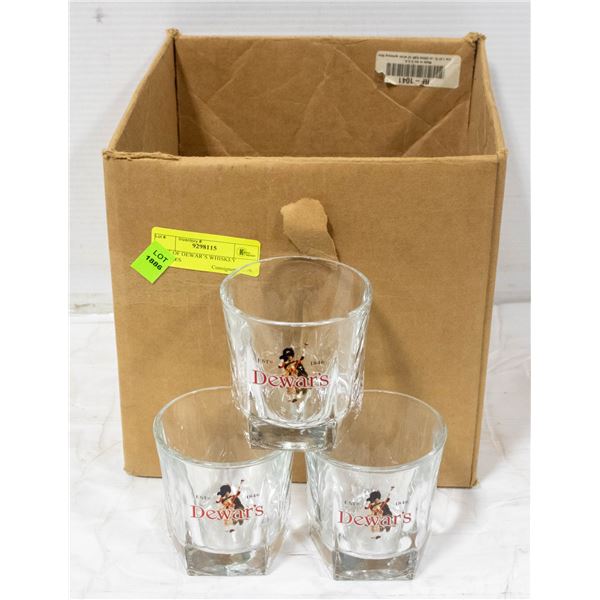 FLAT OF DEWAR’S WHISKEY GLASSES