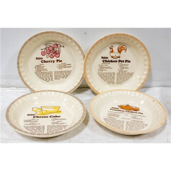 SET OF 4 WATKINS RECIPE PIE STYLE PLATES