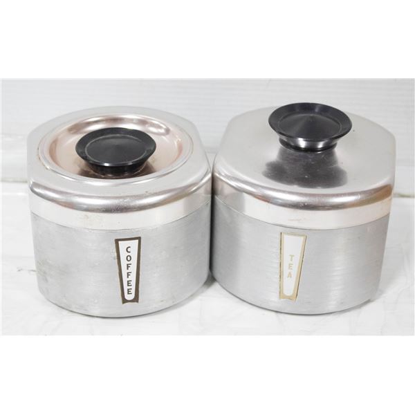 SET OF 2 RETRO COFFEE AND TEA CANISTERS