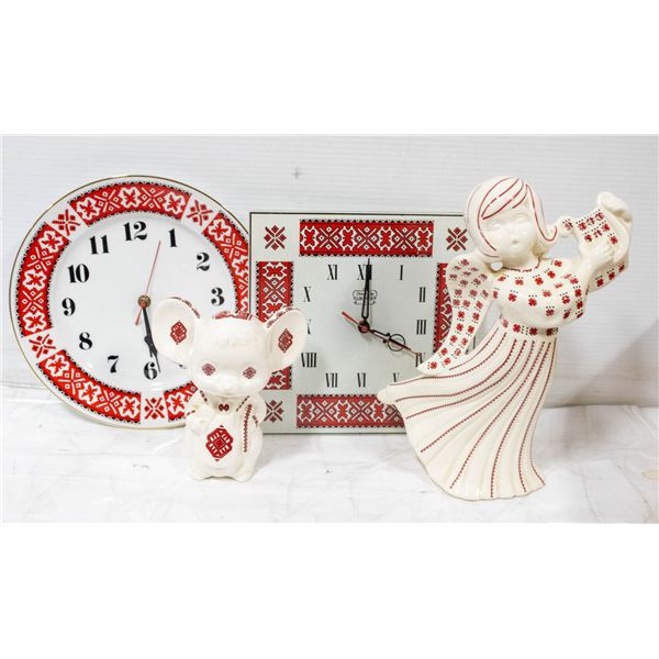 SET OF 2 UKRAINIAN STYLIZED CERAMIC FIGURES +