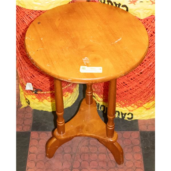 WOODEN PLANT STAND 2FT TALL APPROX 16.5" DIA.