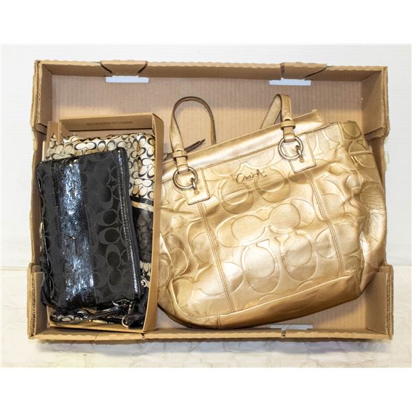 COACH PURSE, WRISTLET AND SILK SCARF