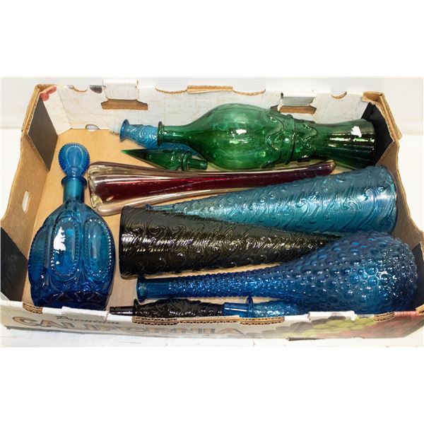 VINTAGE BLUE ART GLASSD EMPOLI HOBNAIL RARE