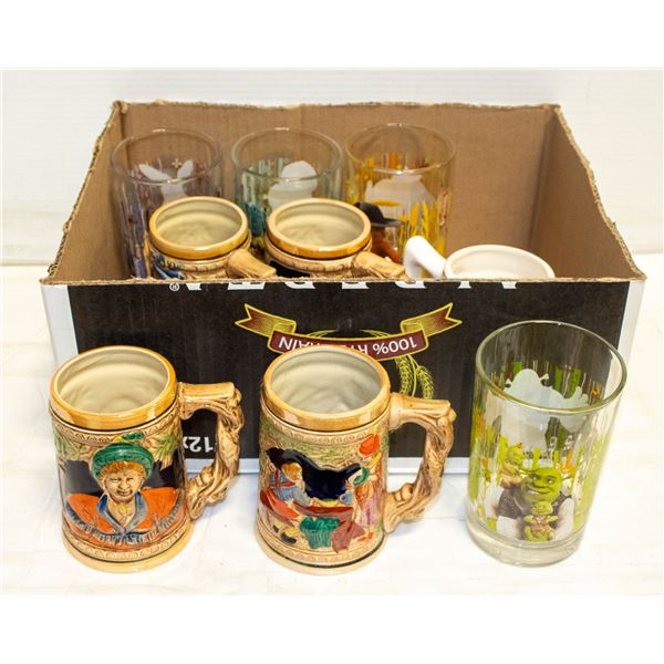 FLAT VINTAGE BAVARIAN STYLE BEER MUGS + 4 MCDONALD