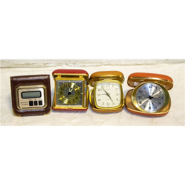 4 VINTAGE TRAVEL ALARM CLOCKS