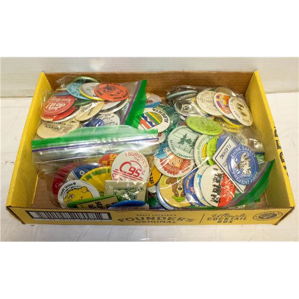 FLAT OF ASSORTED BUTTON STYLE PINS