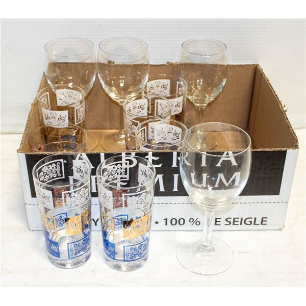 FLAT OF VINTAGE LIQUOR GLASSES +4 VINTAGE CRYSTAL