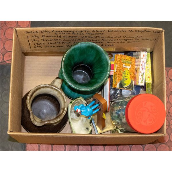 SUDBURY ONTARIO DOUBLE HANDLED JUG, 2 ASHTRAYS