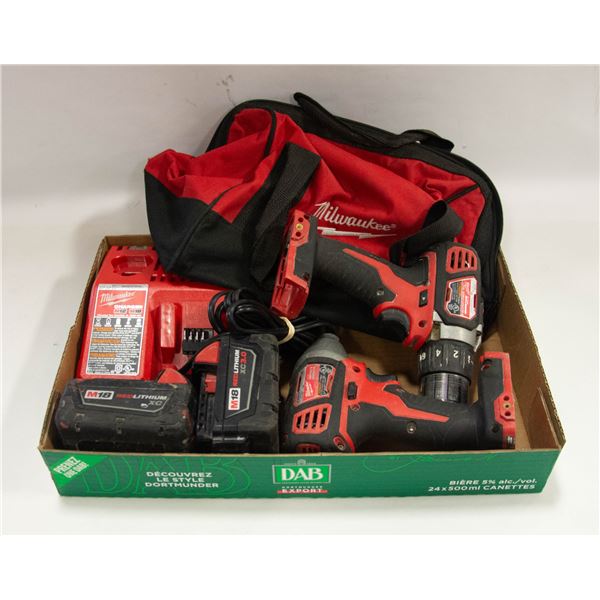 MILWAUKEE M18 DRILL DRIVER/IMPACT DRIVER W CHARGER