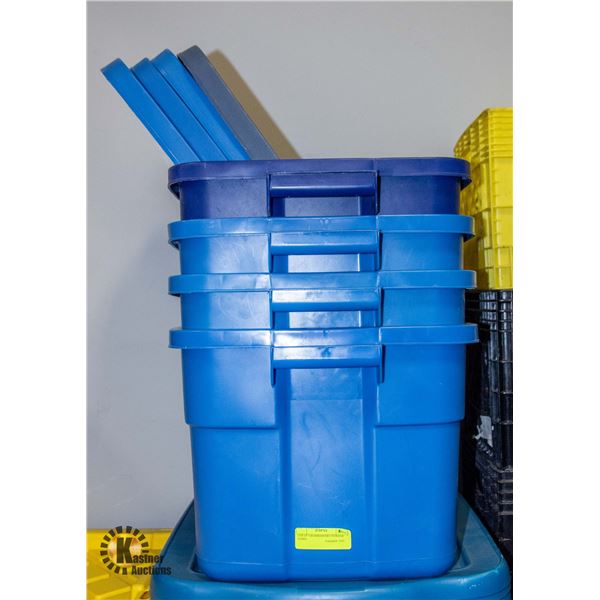 LOT OF 4 RUBBERMAID STORAGE TOTES
